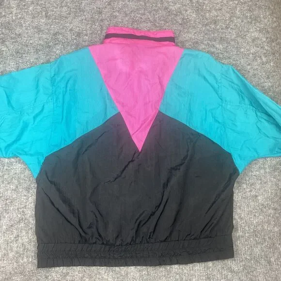 Vintage Windbreaker Women Large Forteza Colorblock Retro Nylon Parachute 80s - Picture 10 of 16
